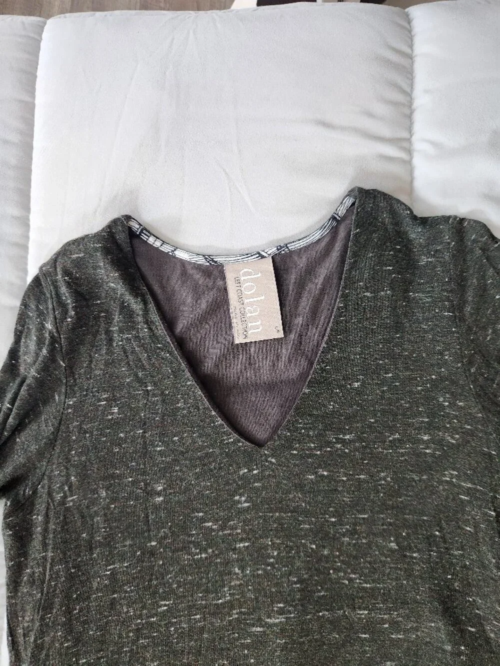 Anthropologie Dolan Left Coast Charcoal Green Knit Front Tie T-shirt Wool Dress